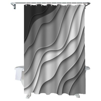 BestLives Fabric Gray Shower Curtains Modern Geometric Bath Curtain Abstract Beach Waterproof Bathroom Curtain Decorative Bathtub Accessories 48x72inch