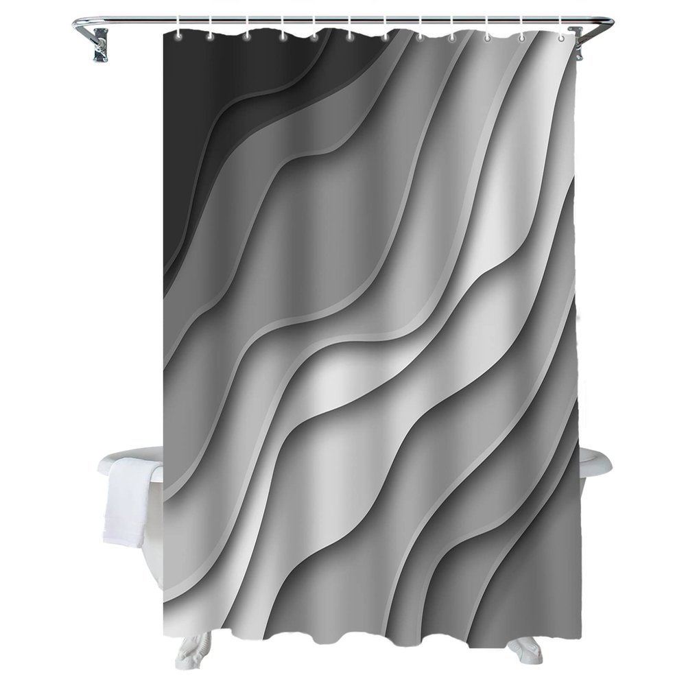 BestLives Fabric Gray Shower Curtains Modern Geometric Bath Curtain Abstract Beach Waterproof Bathroom Curtain Decorative Bathtub Accessories 48x72inch