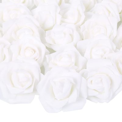 200 pcs Foam Rose Heads Stemless Artificial Rose Flowers White Fake Roses Flower Bulk for DIY Wedding Rose Wall Kissing Balls Bridal Shower Centerpieces Arrangements Party Tables Decorations(White )