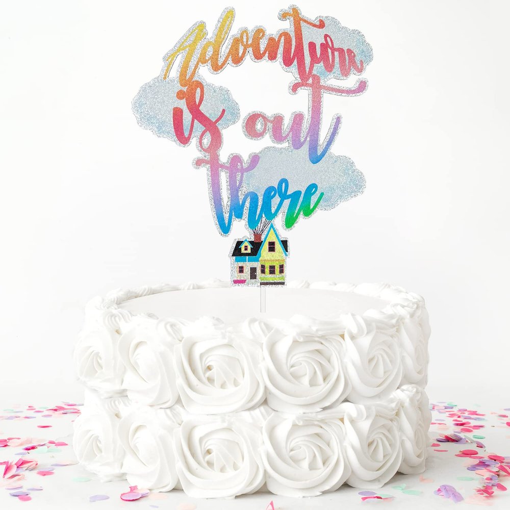 Adventure Is Out There Cake Topper, 2025 Congrats Grad Cake Topper, Movie UP House with Balloons Inspired Graduation Decoration, Travel Theme Cake Dcor