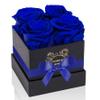 UFOREVER ROSES 4-Piece Preserved Roses in a Box, Preserved Flowers, Roses Gift for Her, Royal Blue view 1
