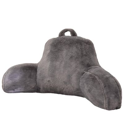 Aimuan Reading Pillow Bed Rest Pillow with Arms Rabbit Fur Cushion for Adults Teens Incline Rest Sitting up & Sleeping Snoring Pillow with Pregnancy Lumbar Back Support (Standard, Grey)