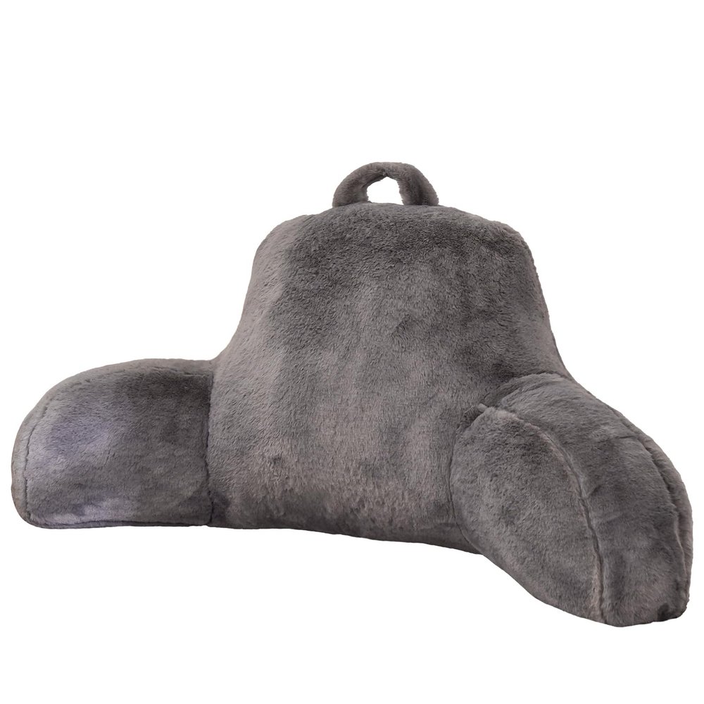 Aimuan Reading Pillow Bed Rest Pillow with Arms Rabbit Fur Cushion for Adults Teens Incline Rest Sitting up & Sleeping Snoring Pillow with Pregnancy Lumbar Back Support (Standard, Grey)