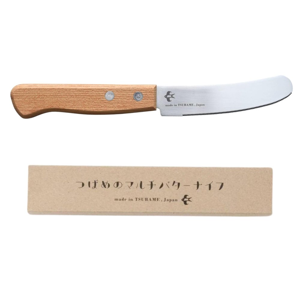 Arnest Japanese Butter Knife with Serrated Stainless Steel Blade, 9.3'' Multi-Use Butter & Meat Spreader, Handmade in Japan by Artisans