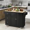SECARUS Kitchen Island on Wheels Mobile Kitchen Cart with Solid Wood Top, Storage Drawers,Tower Rack, Cabinets,Spice Rack,Wine Rack,Lockable Wheels (Black) view 1
