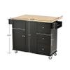 SECARUS Kitchen Island on Wheels Mobile Kitchen Cart with Solid Wood Top, Storage Drawers,Tower Rack, Cabinets,Spice Rack,Wine Rack,Lockable Wheels (Black) view 2
