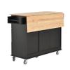 SECARUS Kitchen Island on Wheels Mobile Kitchen Cart with Solid Wood Top, Storage Drawers,Tower Rack, Cabinets,Spice Rack,Wine Rack,Lockable Wheels (Black) view 3