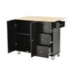 SECARUS Kitchen Island on Wheels Mobile Kitchen Cart with Solid Wood Top, Storage Drawers,Tower Rack, Cabinets,Spice Rack,Wine Rack,Lockable Wheels (Black) view 4
