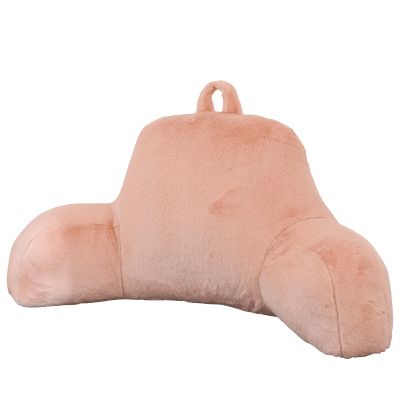 Aimuan Reading Pillow Bed Rest Pillow with Arms Rabbit Fur Back Pillow for Sitting up in Bed Adults Teens Incline Rest Sleeping Snoring with Pregnancy Lumbar Waist Support (Standard, Blush)