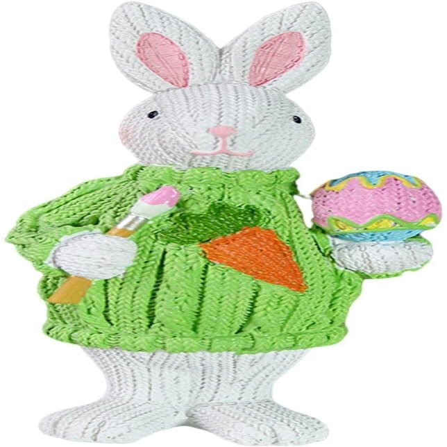 Rabbit Figurine Resin Easter Bunny Statue Spring Easter Rabbit Ornament for Easter Spring Festival Home Decorations - Green