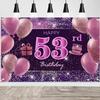 53rd Birthday Decorations for Girls Happy Birthday Banner Pink Decorations for A Party Birthday Backdrop for Women view 1