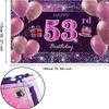 53rd Birthday Decorations for Girls Happy Birthday Banner Pink Decorations for A Party Birthday Backdrop for Women view 2