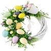 Easter Wreath Artificial Flower Garland Door Front Sign Wooden Door Hanger for Easter Spring Festival Home Decorations - B view 1