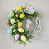 Easter Wreath Artificial Flower Garland Door Front Sign Wooden Door Hanger for Easter Spring Festival Home Decorations - B view 3