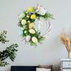 Easter Wreath Artificial Flower Garland Door Front Sign Wooden Door Hanger for Easter Spring Festival Home Decorations - B view 4