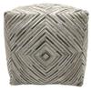 LOOMINAIRE Handmade Pouf/Footstool Masai Diamond Made of Leather Easy Maintenance for Living Room Bed Room Family Room (18"x18"x18") (Silver - Natural) view 1