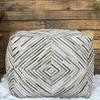 LOOMINAIRE Handmade Pouf/Footstool Masai Diamond Made of Leather Easy Maintenance for Living Room Bed Room Family Room (18"x18"x18") (Silver - Natural) view 2