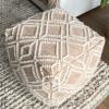 LOOMINAIRE Handmade ADDO Wool, Cotton Natural Fiber Easy Maintenance Pouf/Footstool for Living Room Bed Room Family Room (Tan) view 2