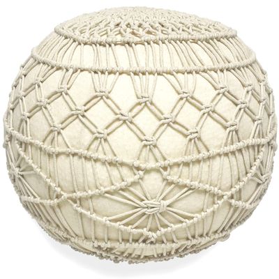 LOOMINAIRE Rustic Macrame Pouf/Footstool Nantes Hand Woven of Cotton for Living Room Bed Room Family Room