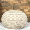 LOOMINAIRE Rustic Macrame Pouf/Footstool Nantes Hand Woven of Cotton for Living Room Bed Room Family Room view 4