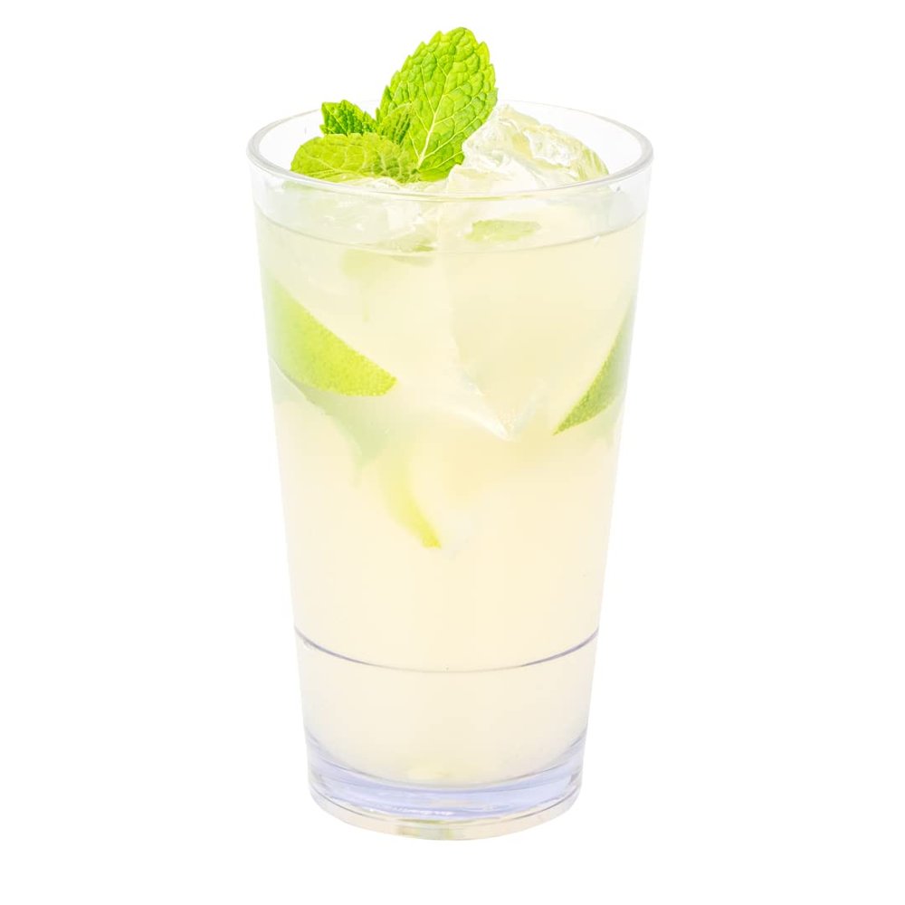 Bev Tek 14 Ounce Plastic Drinking Glasses, 12 Reusable Plastic Cocktail Cups - Shatterproof, Clear Plastic Highball Glasses, Dishwashable, Stackable - Restaurantware