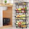 Beaugreen Metal Storage Baskets on Wheels Foldable Vegetables Fruits Baskets Cart Kitchen Storage Cart for Snack,Pantry,Living Room,Bedroom(4 Tiers) view 1