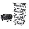 Beaugreen Metal Storage Baskets on Wheels Foldable Vegetables Fruits Baskets Cart Kitchen Storage Cart for Snack,Pantry,Living Room,Bedroom(4 Tiers) view 2