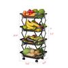 Beaugreen Metal Storage Baskets on Wheels Foldable Vegetables Fruits Baskets Cart Kitchen Storage Cart for Snack,Pantry,Living Room,Bedroom(4 Tiers) view 4
