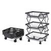 Beaugreen Metal Kitchen Storage Carts Foldable Fruit Vegetable Baskets Cart Standing Shelf Rack on Wheels for Kitchen,Home,Office,Living Room,Pantry,Snack Storage(3 Tiers) view 1