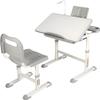 Domaker Kids Desk and Chair Set,Height Adjustable Childrens Homeschool Study Table with Storage Drawer, LED Light,Cup Holder,Bookstand, for 3-15 Years Boy and Girl, Grey view 1