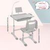 Domaker Kids Desk and Chair Set,Height Adjustable Childrens Homeschool Study Table with Storage Drawer, LED Light,Cup Holder,Bookstand, for 3-15 Years Boy and Girl, Grey view 2