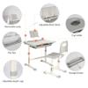Domaker Kids Desk and Chair Set,Height Adjustable Childrens Homeschool Study Table with Storage Drawer, LED Light,Cup Holder,Bookstand, for 3-15 Years Boy and Girl, Grey view 4