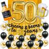 50th Birthday Decorations Men, Happy 50th Birthday Decorations with 40 Inch Gold 60 Number Balloons, Birthday Banner, Latex Balloon, Fringe Curtains and Foil Balloons view 1