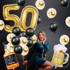 50th Birthday Decorations Men, Happy 50th Birthday Decorations with 40 Inch Gold 60 Number Balloons, Birthday Banner, Latex Balloon, Fringe Curtains and Foil Balloons view 2