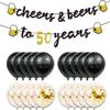 50th Birthday Decorations Men, Happy 50th Birthday Decorations with 40 Inch Gold 60 Number Balloons, Birthday Banner, Latex Balloon, Fringe Curtains and Foil Balloons view 4