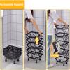 Metal Storage Baskets with Wheels 3 Tier Stackable Fruit Vegetable Basket Foldable Utility Storage Cart No Assembly for Kitchen Pantry, Market,Garage view 4
