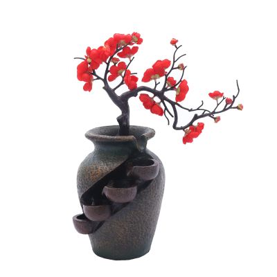 15.7" Vase Craft Indoor Tabletop Fountain, Desktop Flowing Water Waterfall for Home Company Room Decorate