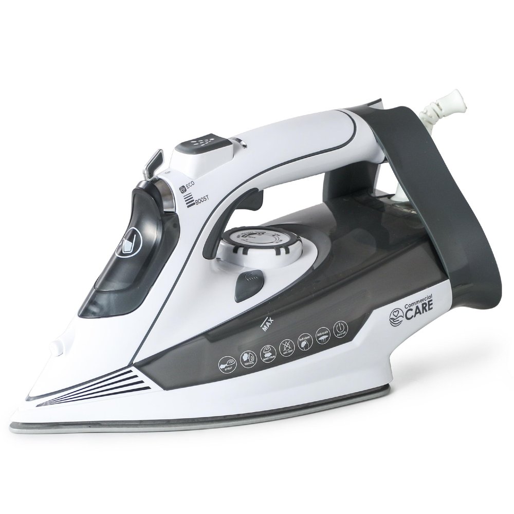 Commercial Care Clothing Steam Iron, 1800 Watts Steamer for Clothes, Ceramic Coated Soleplate, Vertical Steaming, Self-Cleaning Portable Iron, 10.8-Ounce Water Tank Capacity, CCSI1000, Black
