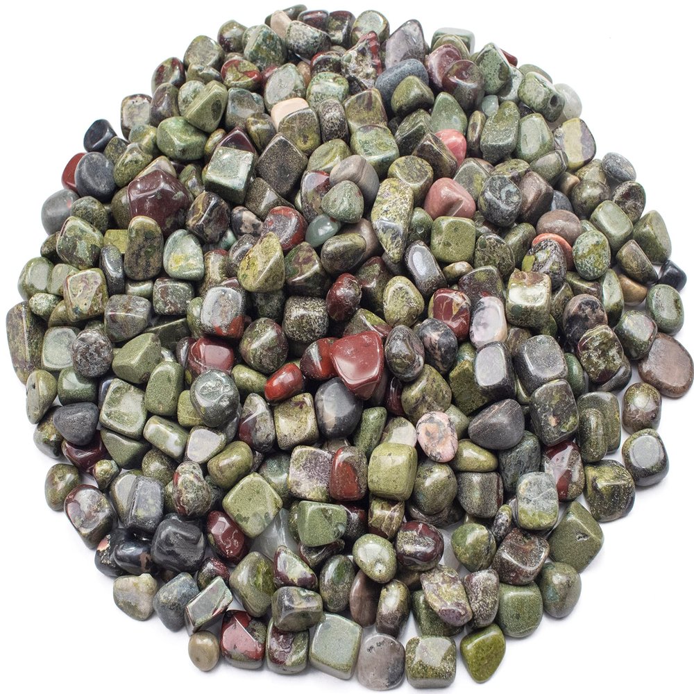 Crocon 1LB Dragon Bloodstone Tumbled Stones and Crystals bulk 2000+ Carats Natural Crystal Kit for Reiki Healing Crystals Polished Tumble Stones Chakra Reiki Balancing Gift Home Decor DIY Crafts