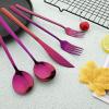 BRIIEC 40-Piece Silverware 304 Stainless Steel Flatware Set Mirror Polished Cutlery Set Korean Style Handle Gift Present for Wedding Housewarming Service for 8 - Purple view 4