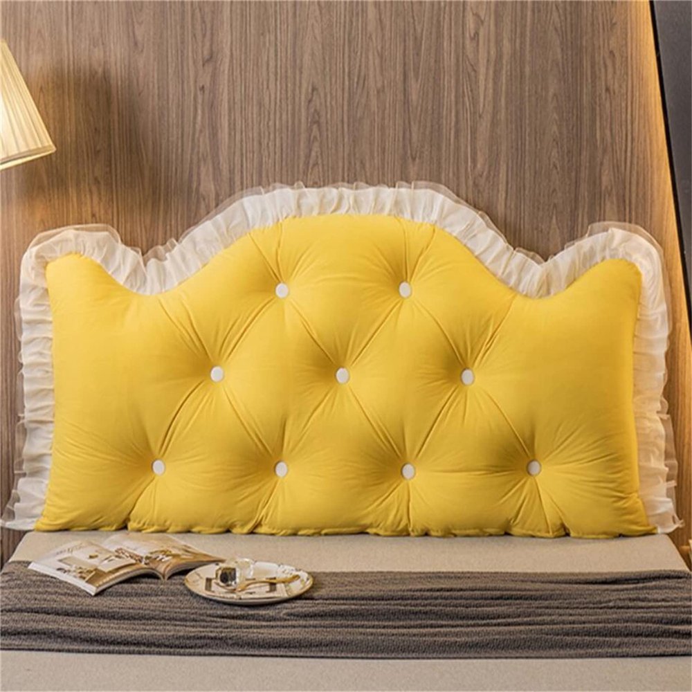 ZZYK Headboard Pillow Full King Queen Twin,Large Reading Pillow Bolster Backrest Pillow Wedge Positioning Support Pillow for Sofa Bed Lumbar Pillow with Removable Cover,Yellow1,70/180cm