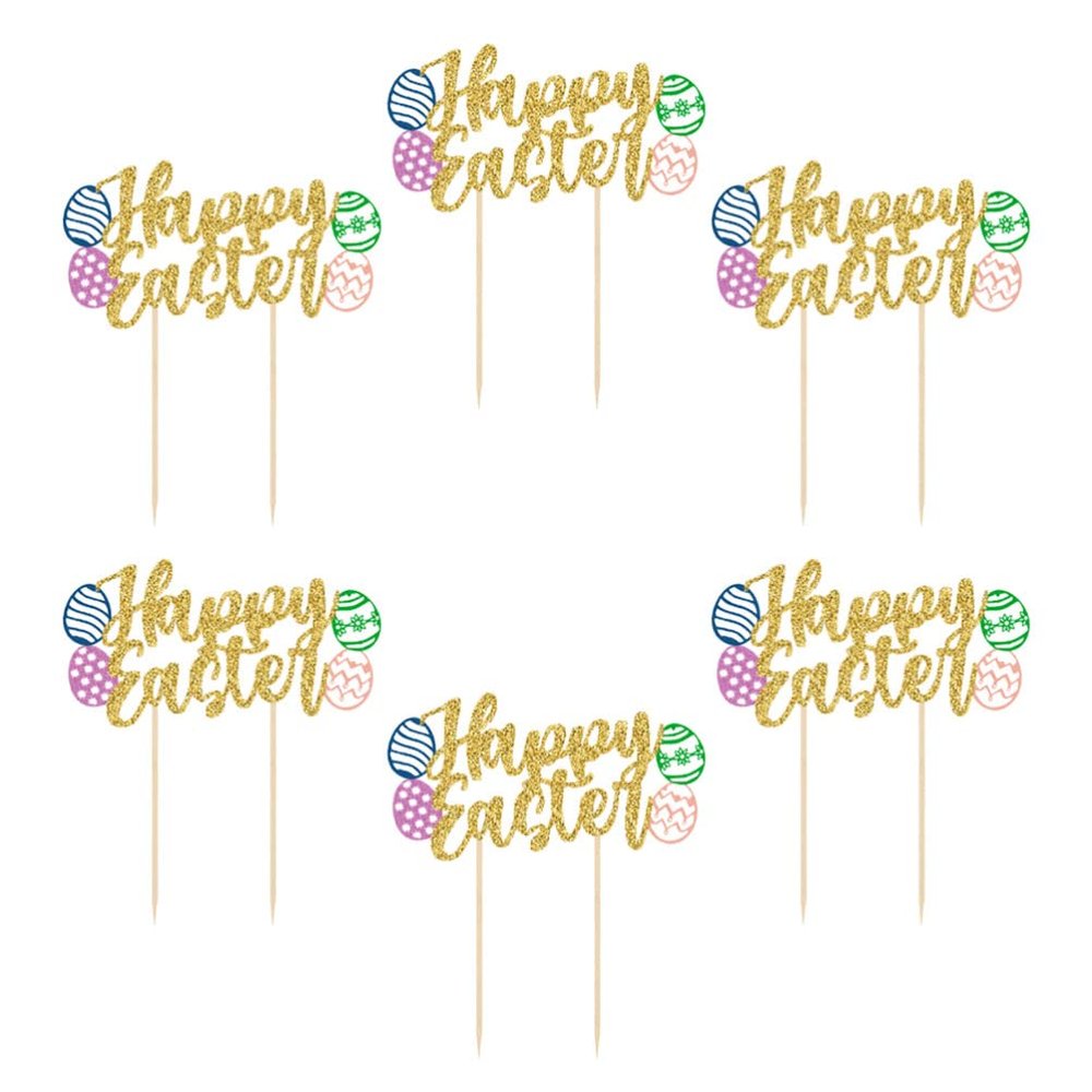 TOYANDONA 6pcs Easter Cake Decorations Dessert Toppers for Easter Day Fun Party Cake Decor Great Photography Props for Memorable Celebrations
