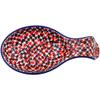 Polmedia Polish Pottery Spoon Rest - Red Houndstooth Pattern Handmade in Boleslawiec Poland by Ceramika Artystyczna + Certificate of Authenticity view 2