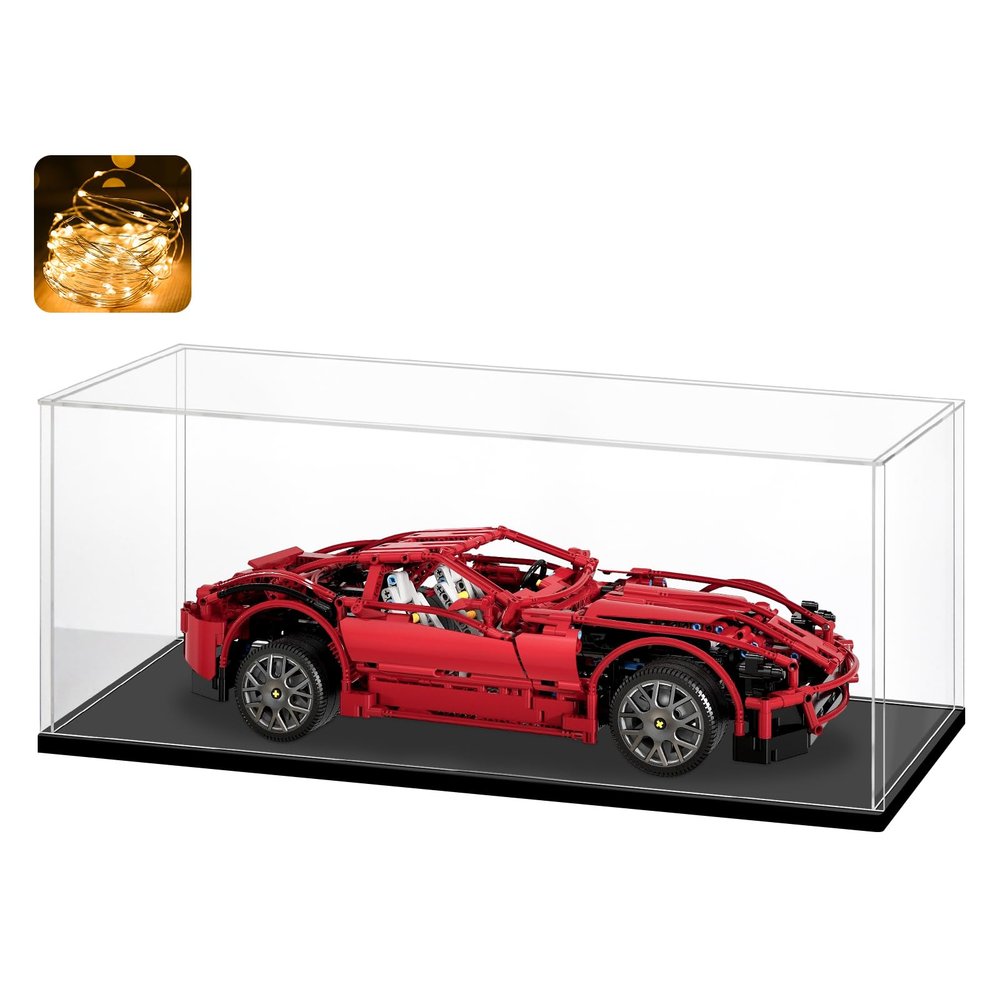 LASOA Acrylic Display Case  Display Box for Collectibles, Figures, Memorabilia, Clear Showcase with Black Base, Self-Assembly Display Container, 17.7x8x8inch