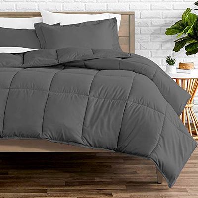 Devi Bedding 600 TC 100% Egyptian Cotton Coziest 11-Piece Bed-in-a-Bag Comforter Includes Duvet Cover, Bed Skirt, Bed Runner, Boby Pillow Cover, 14" Deep Pocket Solid Gray Twin Size