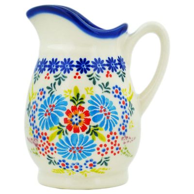 Polmedia Polish Pottery Creamer UNIKAT - Bouquet In Bloom Pattern Handmade in Boleslawiec Poland + Certificate of Authenticity