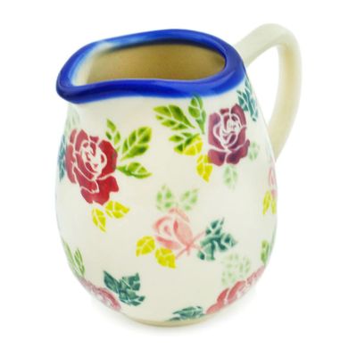 Polmedia Polish Pottery Creamer - Vintage Rose Pattern Handmade in Boleslawiec Poland + Certificate of Authenticity