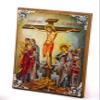 The Crucifixion icon, Jesus Christ Holy Cross Handmade Greek Orthodox icon, Byzantine art wall hanging wood plaque icon, religious gift 14x10cm view 2