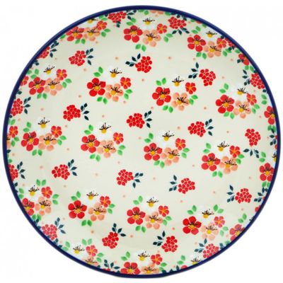 Polmedia Polish Pottery Dinner Plate UNIKAT - Pink Divinity Pattern Handmade in Boleslawiec Poland by Ceramika Artystyczna + Certificate of Authenticity