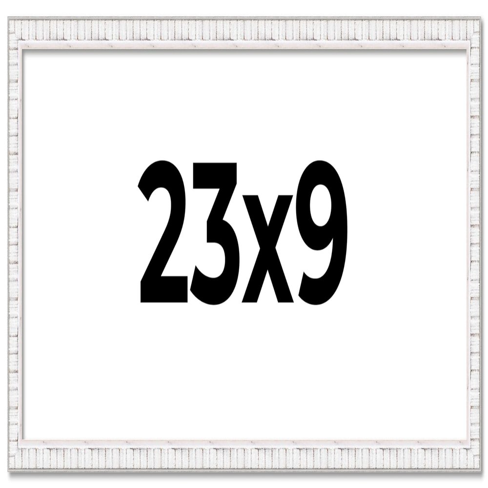 23x9 Frame White Distressed Solid Wood Picture Frame Width 0.75 Inches | Interior Depth 0.5 Inches | Kingsley White Frame Complete with UV Acrylic, Foam Board Backing & Hanging Hardware